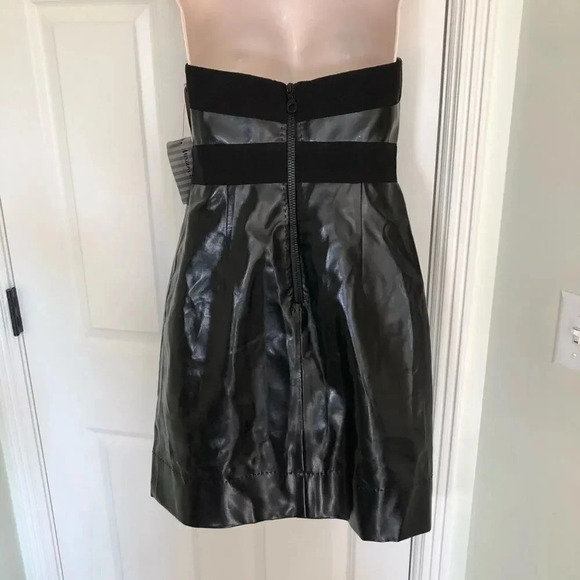 NEW Phoebe black vegan leather strapless dress 4 - Picture 5 of 14